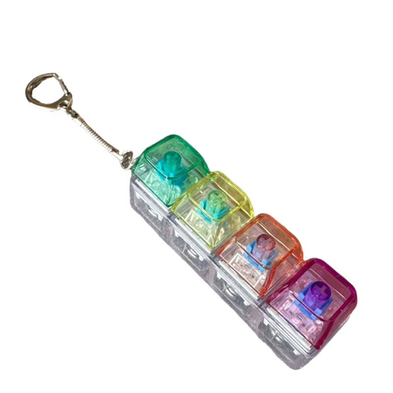 1/4/9Keys Finger Button Mechanical Keyboard Keycaps Keychain Fidget Toys Decompression Stress Relief Keyboard Clicker Kids Toy