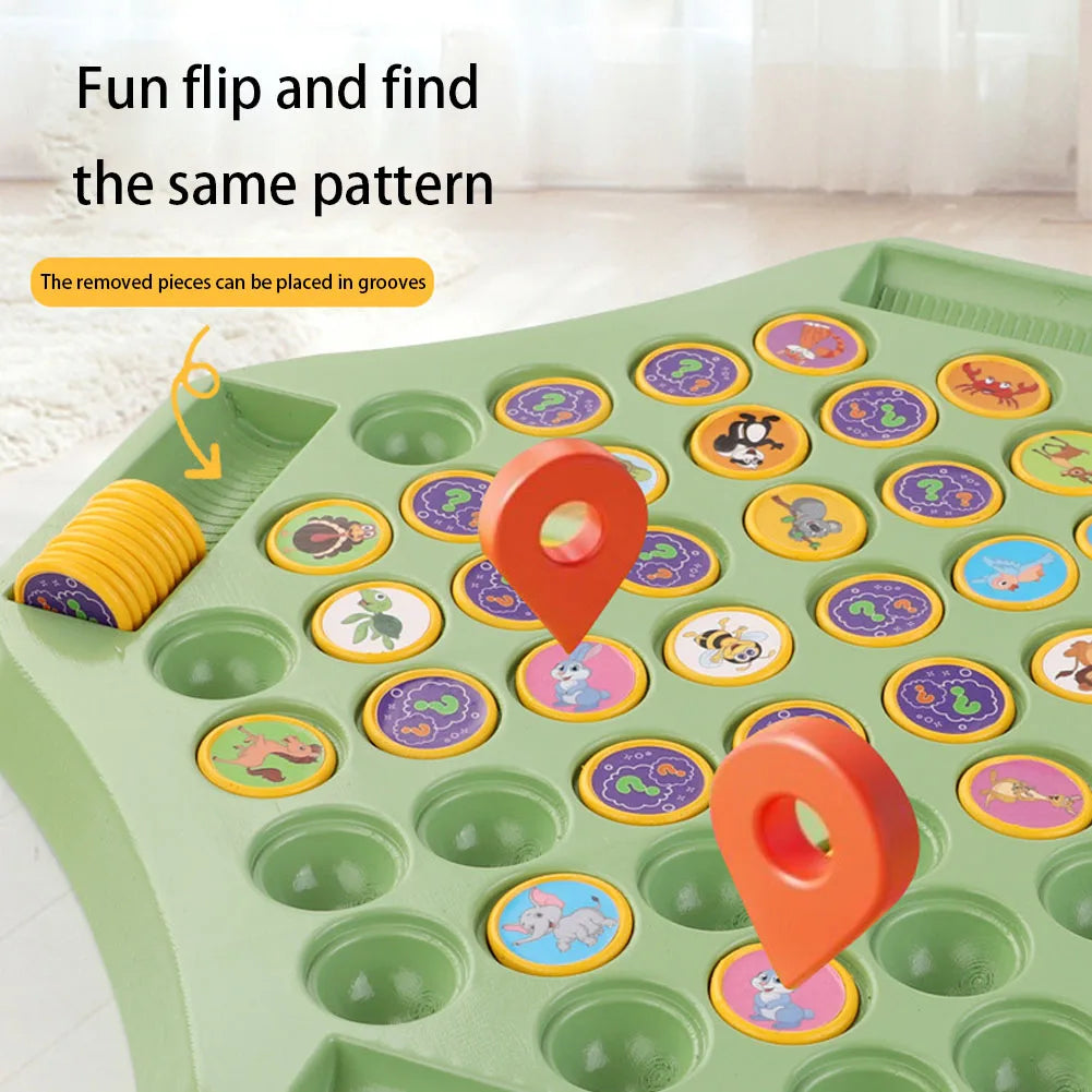 Animal/Fruit Flip Chess 54 Cards Memory Chess Game Cartoon Logical Thinking Cognitive Animal Learning Chess for 2-4 Player