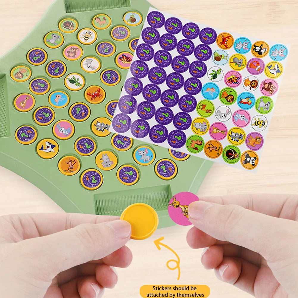 Animal/Fruit Flip Chess 54 Cards Memory Chess Game Cartoon Logical Thinking Cognitive Animal Learning Chess for 2-4 Player