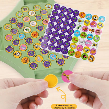 Animal/Fruit Flip Chess 54 Cards Memory Chess Game Cartoon Logical Thinking Cognitive Animal Learning Chess for 2-4 Player