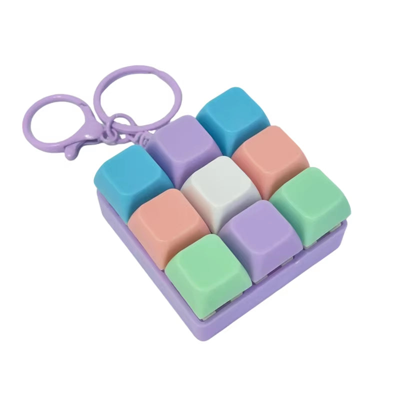 1/4/9Keys Finger Button Mechanical Keyboard Keycaps Keychain Fidget Toys Decompression Stress Relief Keyboard Clicker Kids Toy