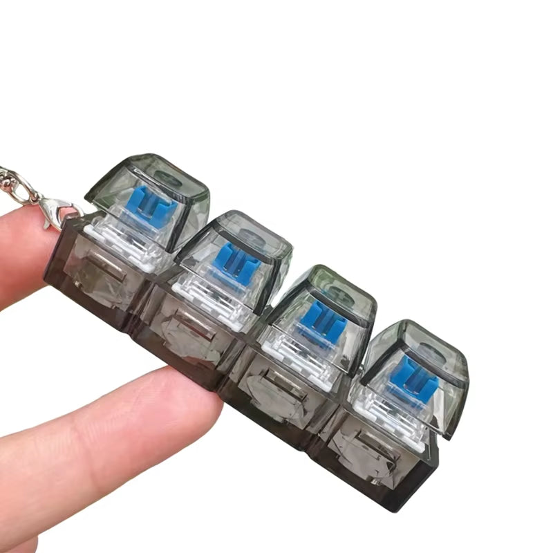 1/4/9Keys Finger Button Mechanical Keyboard Keycaps Keychain Fidget Toys Decompression Stress Relief Keyboard Clicker Kids Toy