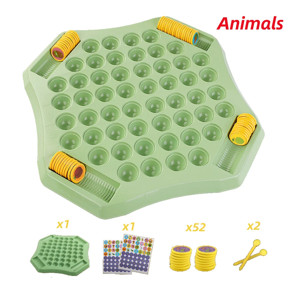 Animal/Fruit Flip Chess 54 Cards Memory Chess Game Cartoon Logical Thinking Cognitive Animal Learning Chess for 2-4 Player