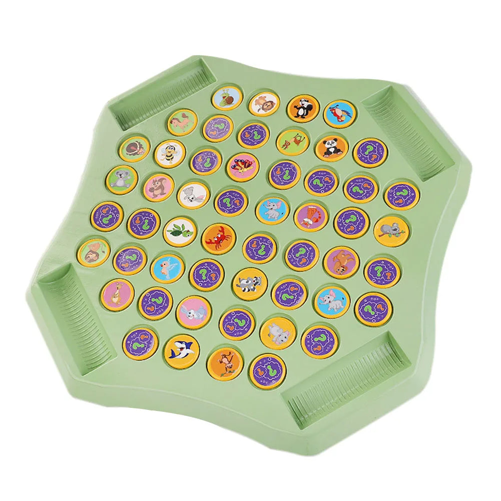 Animal/Fruit Flip Chess 54 Cards Memory Chess Game Cartoon Logical Thinking Cognitive Animal Learning Chess for 2-4 Player