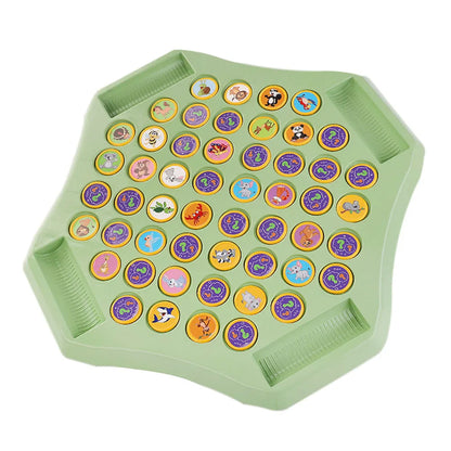 Animal/Fruit Flip Chess 54 Cards Memory Chess Game Cartoon Logical Thinking Cognitive Animal Learning Chess for 2-4 Player