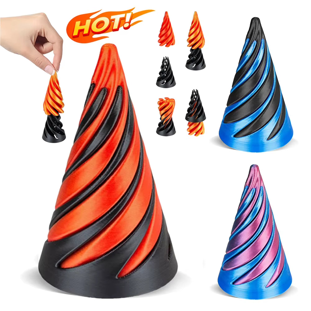 3D Printed Spiral Cone Toy Impossible Pyramid Passthrough Sculpture Stress Relief Desk Toy Pass through Pyramid Fidget Toy